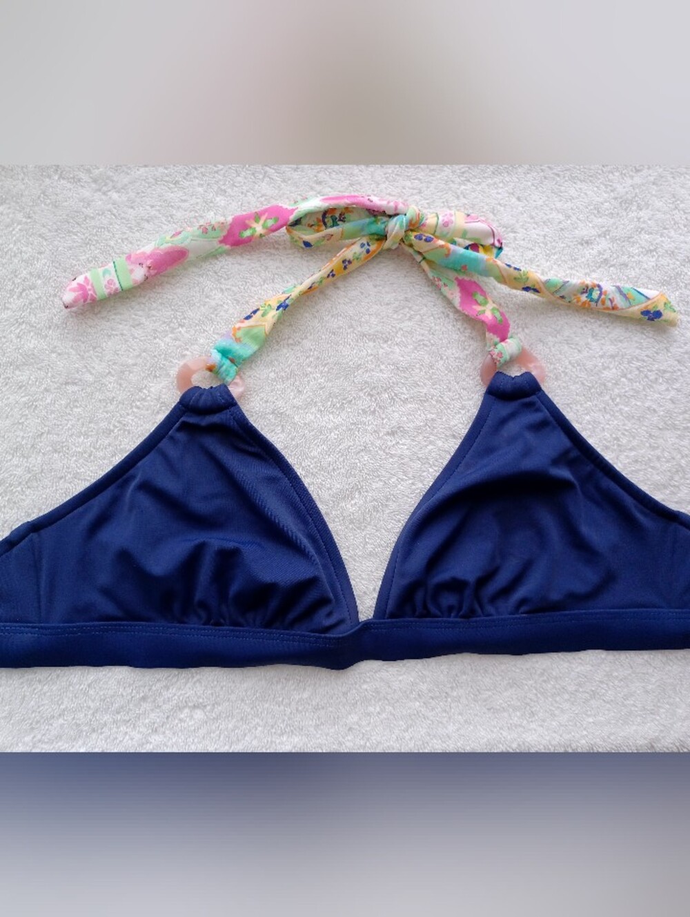 VENUS Navy Triangle Bikini Top, Size S